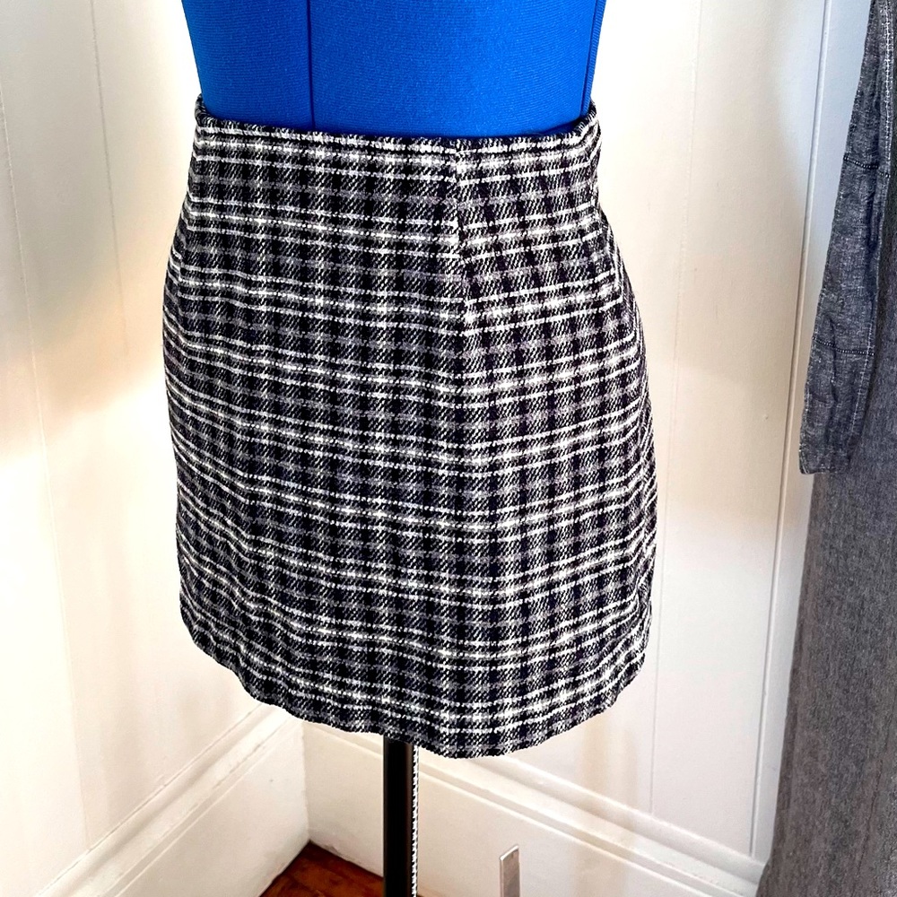 Plaid wool mini skirt